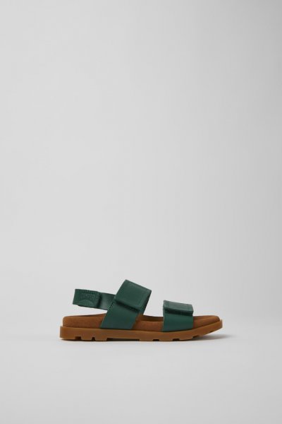 Camper Brutus Sandal - Sandalia verde de piel para niños.