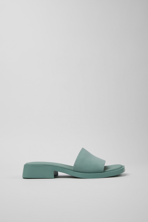 Camper Dana - Sandalias verdes de piel nobuk para mujer.