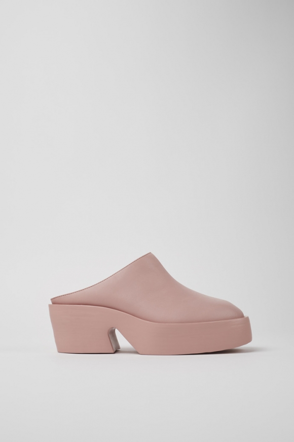 Camper Billie - Zuecos rosas de piel para mujer