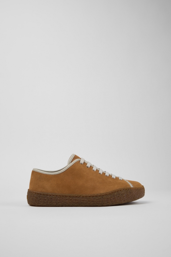 Camper Peu Terreno - Zapato marrón y gris de piel y nobuk para mujer.