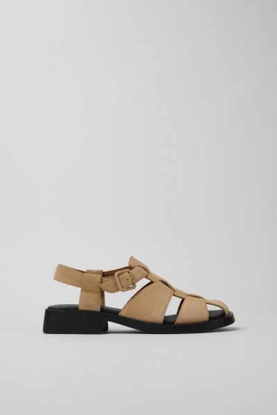 Camper Dana - Sandalias beige de piel nobuk para mujer.