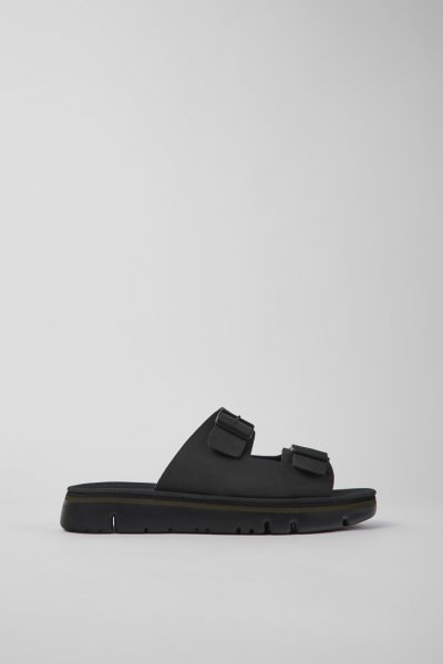 Camper Oruga - Mules de piel para hombre en negro