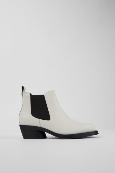Camper Bonnie - Botines Chelsea de piel blanca para mujer.