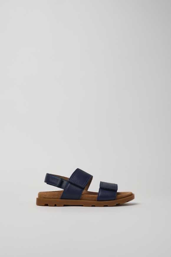 Camper Brutus Sandal - Sandalias de piel azul con doble tira.