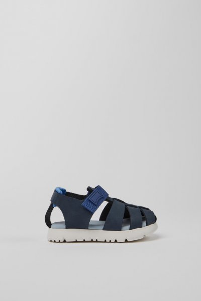 Camper Oruga - Sandalias azules de piel y nobuk