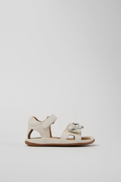 Camper Twins - Sandalias blancas de piel para niños.