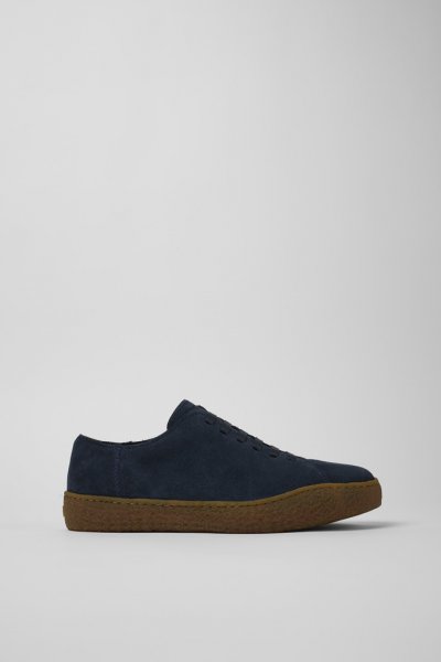 Camper Peu Terreno - Zapatillas azules para hombre de piel nobuk.