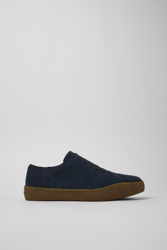 Camper Peu Terreno - Zapatillas azules para hombre de piel nobuk.