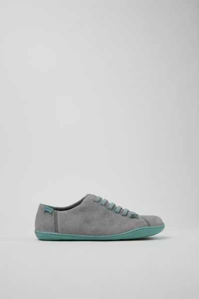 Camper Peu - Zapatos de piel nobuk gris para mujer.