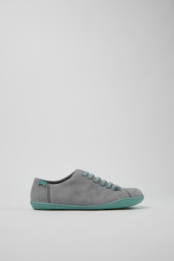 Camper Peu - Zapatos de piel nobuk gris para mujer.
