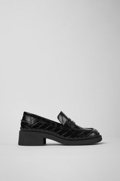 Camper Twins - Mocasín negro de piel para mujer