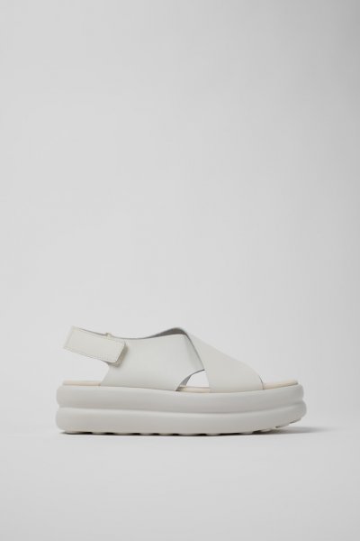 Camper Pelotas Flota Up - Sandalias de piel blancas para mujer.