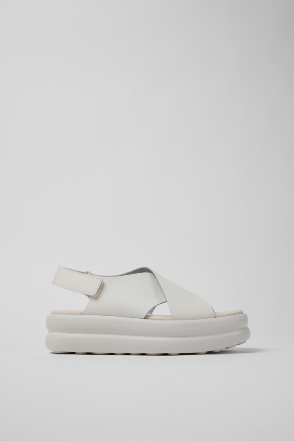 Camper Pelotas Flota Up - Sandalias de piel blancas para mujer.