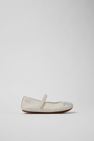 Camper Twins - Bailarinas blancas de piel para niños.