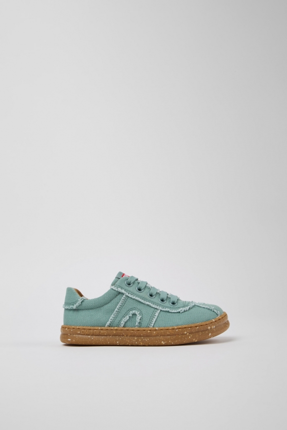 Camper Runner - Zapatillas verdes para niños fabricadas con algodón reciclado.