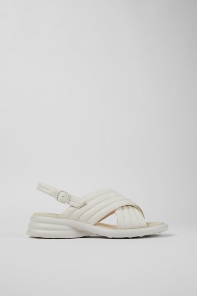 Camper Spiro - Sandalias blancas de piel con tiras cruzadas para mujer.
