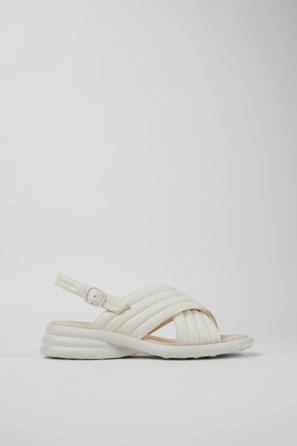 Camper Spiro - Sandalias blancas de piel con tiras cruzadas para mujer.