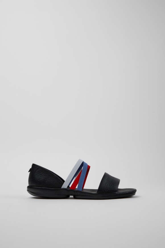 Camper Twins - Sandalias negras de piel para mujer.