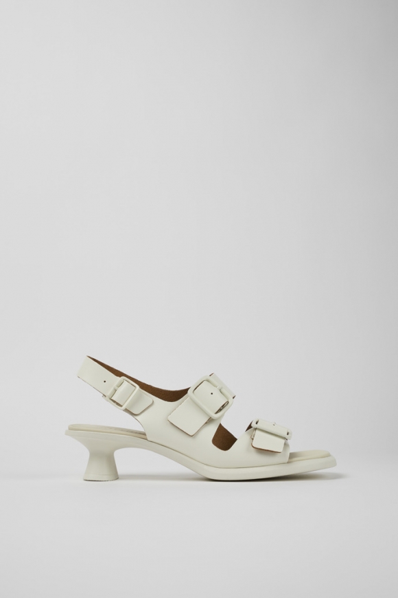 Camper Dina - Sandalias blancas de doble tira de piel para mujer