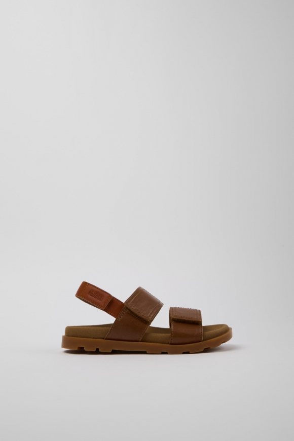 Camper Brutus Sandal - Sandalias marrones de piel para niños.