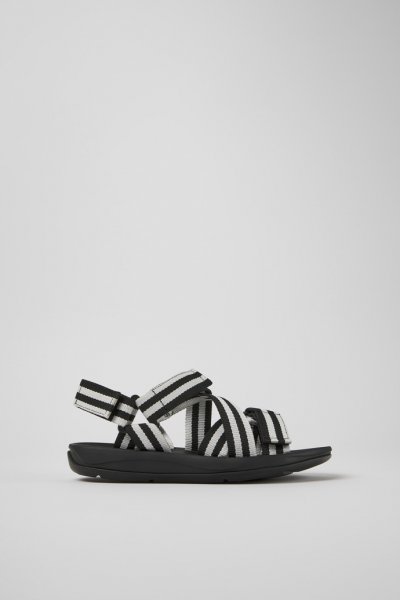 Camper Match - Sandalias de tela blancas y negras para mujer