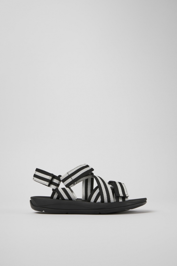 Camper Match - Sandalias de tela blancas y negras para mujer