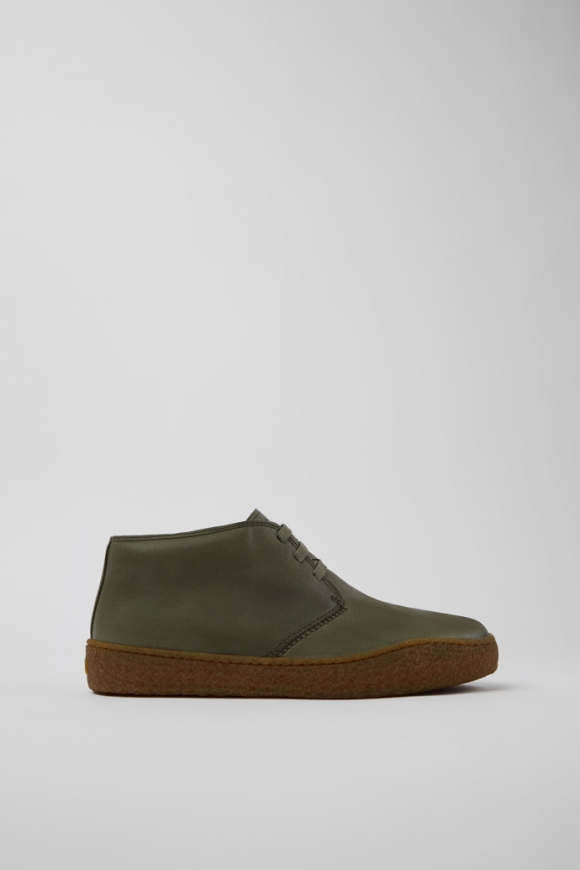 Camper Peu Terreno - Botines verdes de piel para hombre.