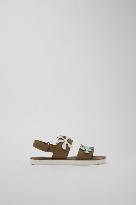Camper Twins - Sandalias marrones de piel con doble tira.