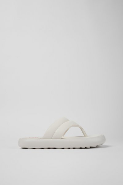 Camper Pelotas Flota - Chanclas de piel blanca para mujer