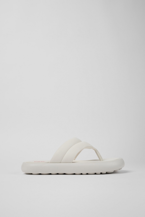 Camper Pelotas Flota - Chanclas de piel blanca para mujer
