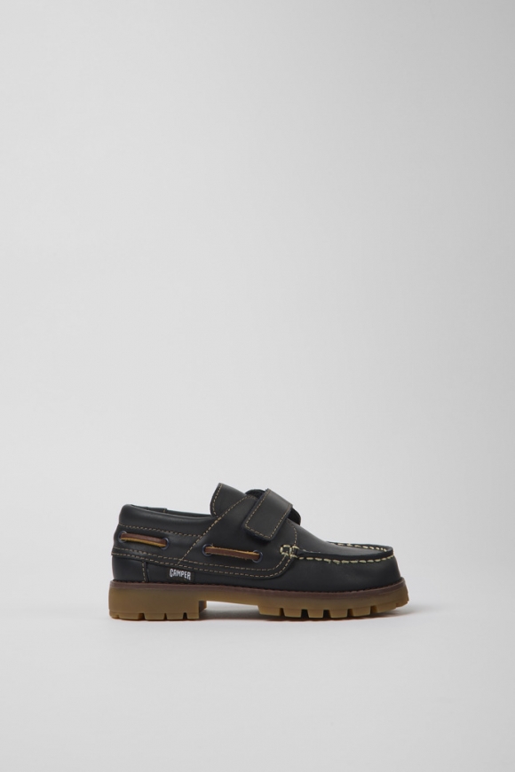 Camper Compas - Zapato de piel azul para niños de estilo náutico.
