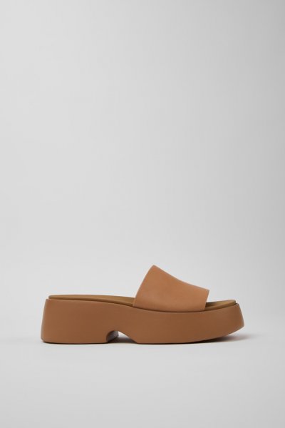 Camper Tasha - Sandalias de piel color nude para mujer.