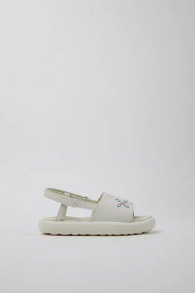 Camper Twins - Sandalias blancas de piel para niños.