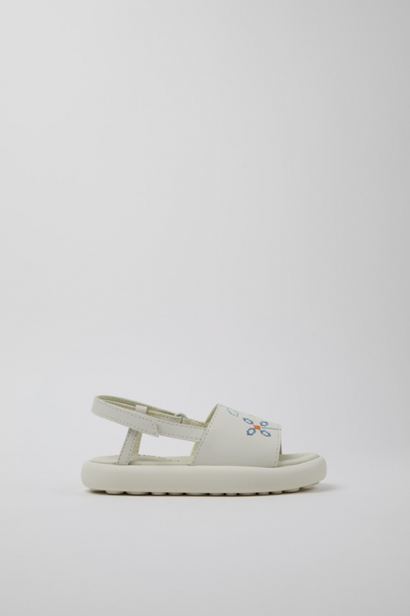 Camper Twins - Sandalias blancas de piel para niños.