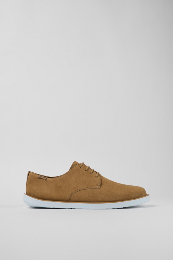 Camper Wagon - Zapato marrón con cordones para hombre fabricado con piel nobuk.
