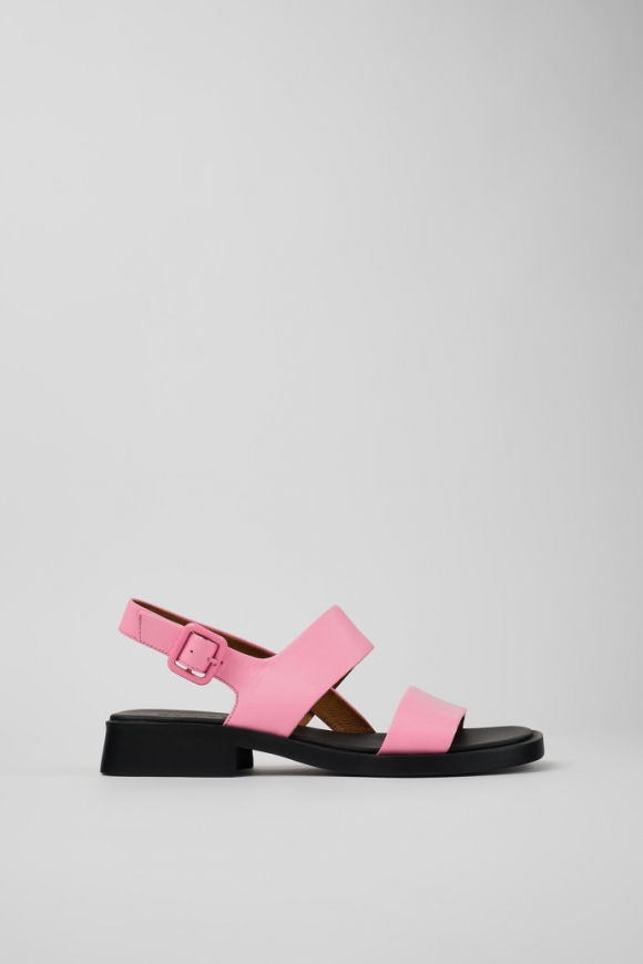 Camper Dana - Sandalias rosas de piel con doble tira