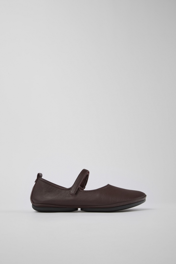 Camper Right - Zapatos Mary Jane de piel color vino para mujer