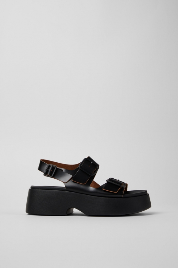 Camper Tasha - Sandalias negras de piel para mujer.