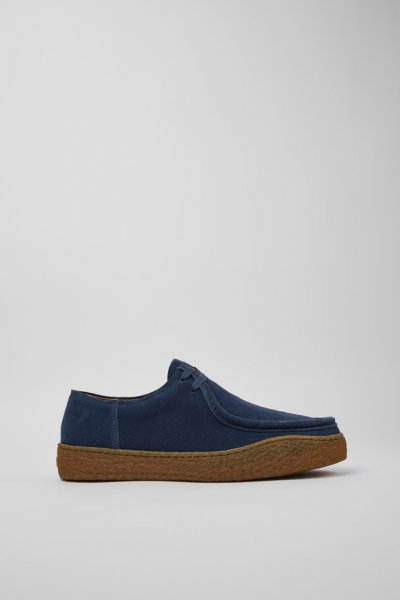 Camper Peu Terreno - Zapato azul de piel nobuk para hombre.
