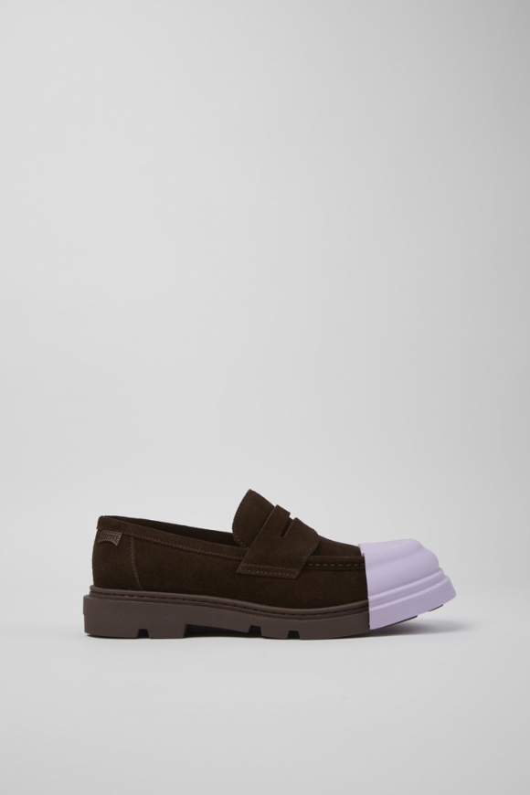 Camper Junction - Mocasín de piel nobuk marrón para mujer