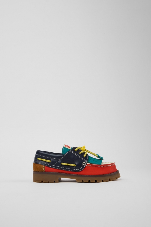 Camper Bobo Choses x Camper - Mocasines infantiles en multicolor de piel y nobuk.