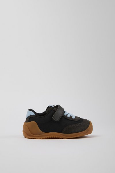 Camper Dadda - Zapatillas infantiles negras de textil y nobuk.