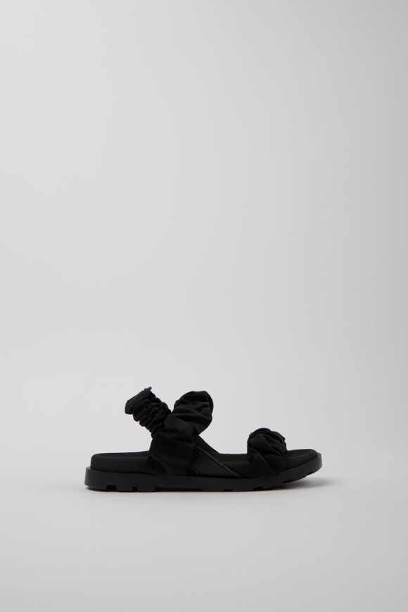 Camper Brutus Sandal - Sandalias negras para niños de piel y PET reciclado.