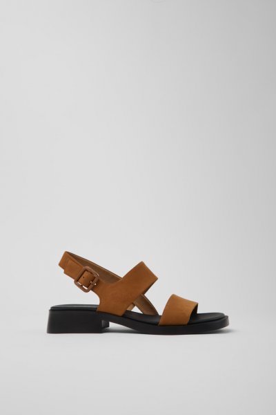 Camper Dana - Sandalias marrones de nobuk para mujer.