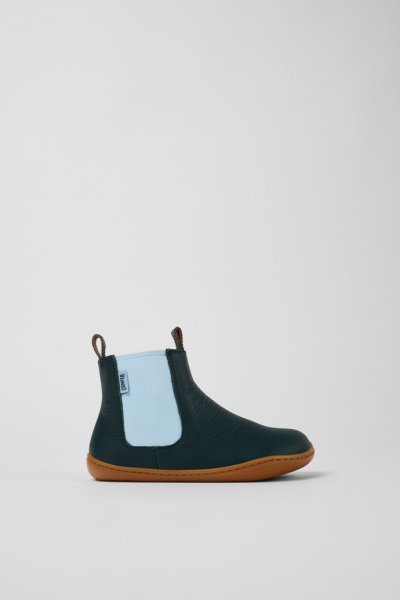 Camper Peu - Botines verdes de piel para niño.