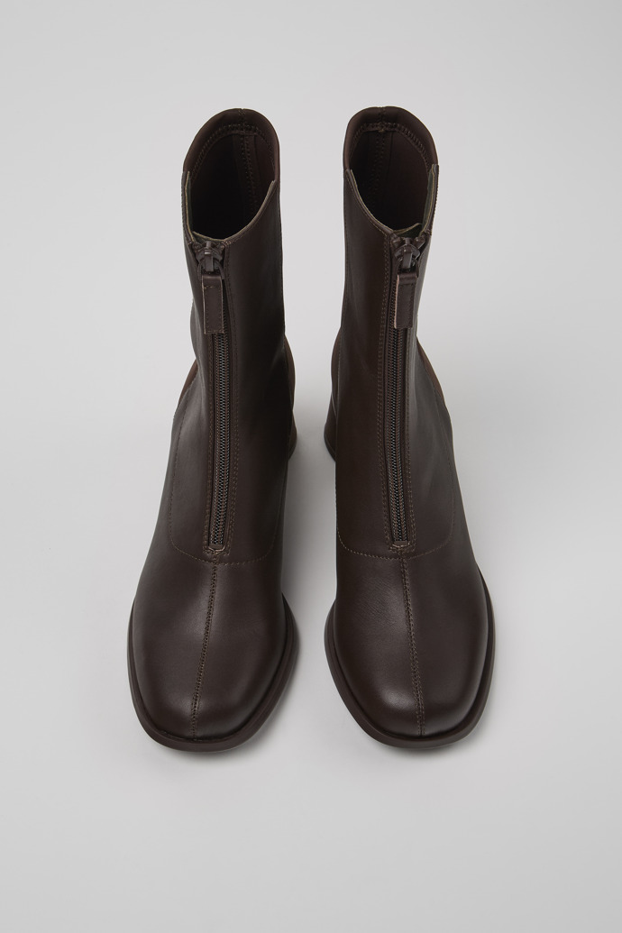 Camper Kiara - Bota marrón de piel y PET reciclado para mujer