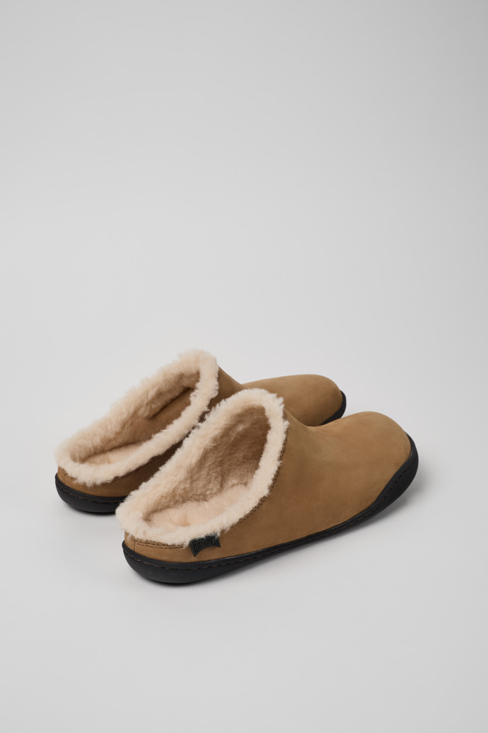 Camper Peu - Zuecos de nobuk marrón para mujer.