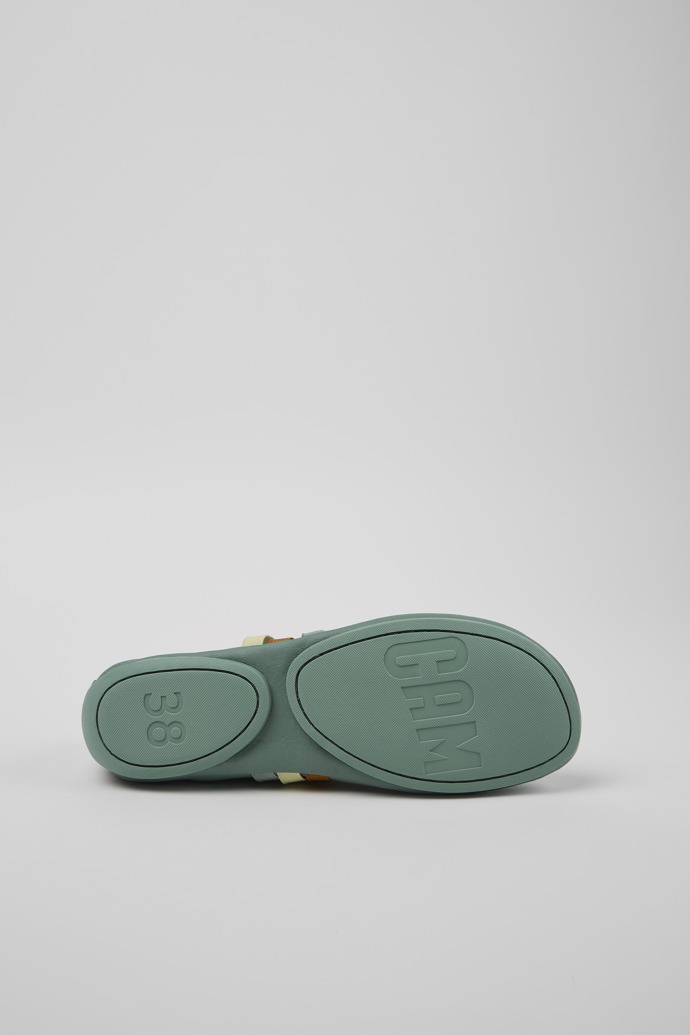 Camper Twins - Mocasines de piel verde para mujer.