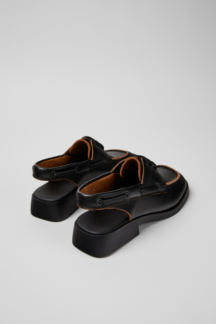 Camper Dana - Mocasines/náuticos negros de piel para mujer.