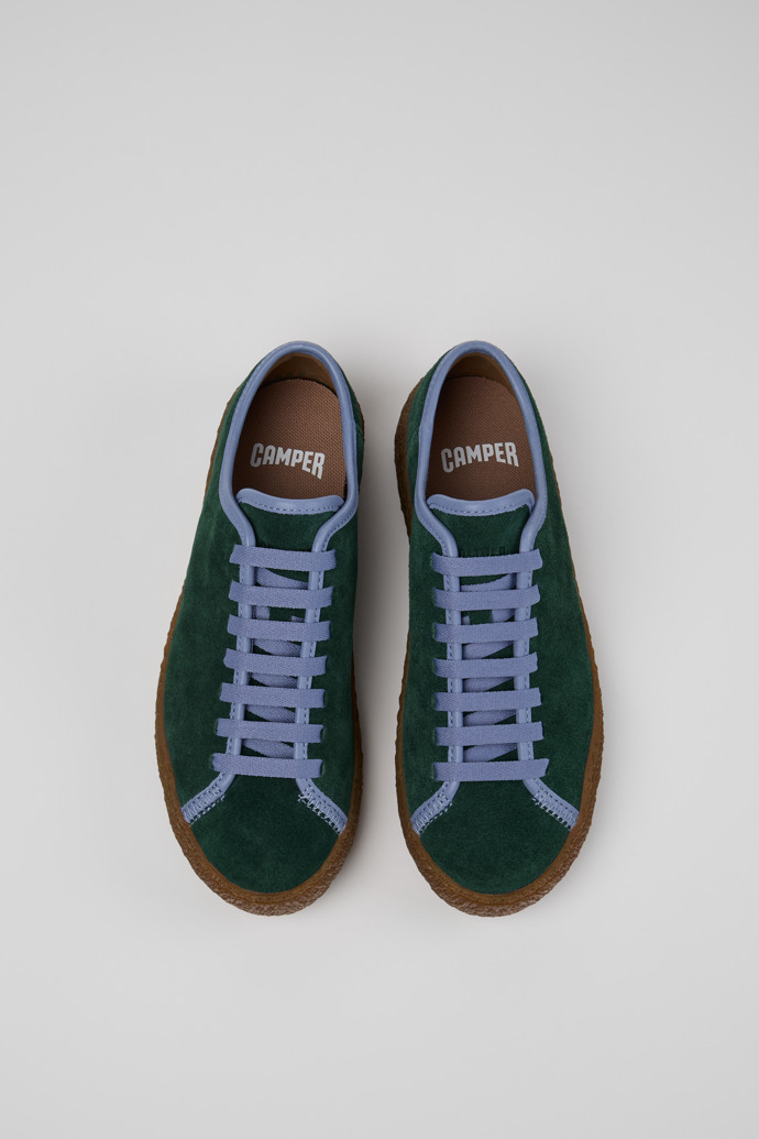 Camper Peu Terreno - Zapatos de piel y nobuk verde para mujer.